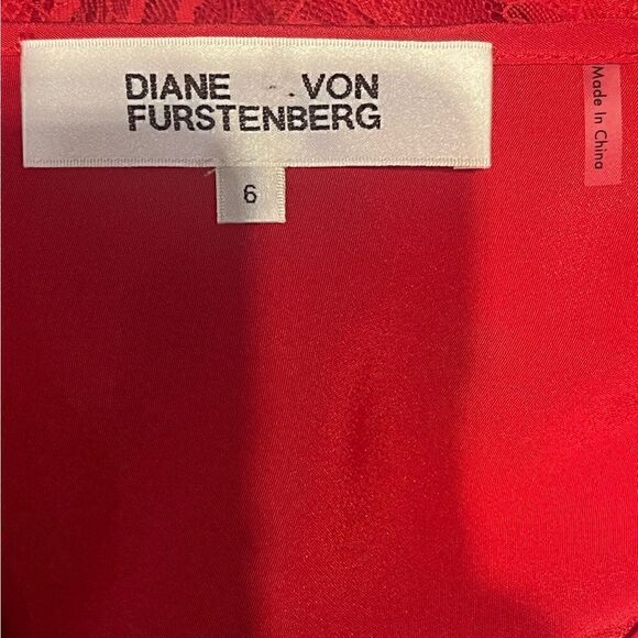 Diane Von Furstenberg Red Spaghetti Strap Ine Shoulder Ruffle Slip Dress - Picture 6 of 7